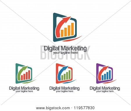 Business Corporate Internet Logo Design Template. Simple And Clean Flat Design Of Marketing Logo Vec