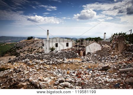 Traditional houses in Kastro village (oldest village on the island) on the Thassos (or Thasos) Island, Greece