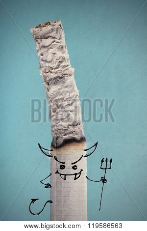 Burning Cigarette And Funny Character