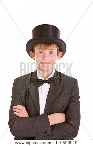 Dapper Confident Young Boy In A Top Hat