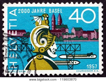 Postage Stamp Switzerland 1957 Munatius Plancus, Roman Senator