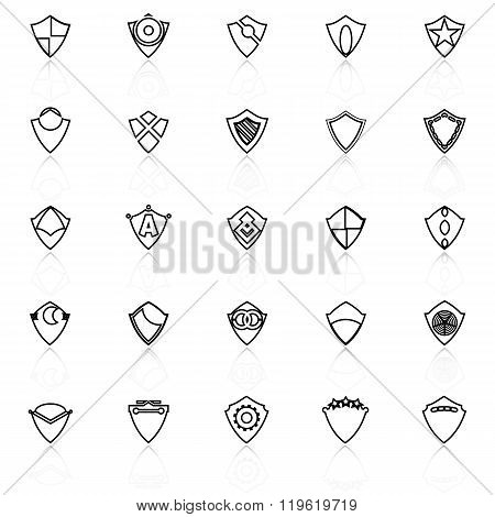 Design Shield Line Icons With Reflect On White Background