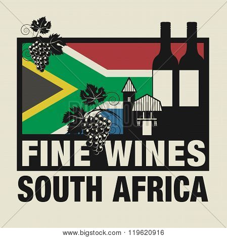 Stamp Or Label With Words Fine Wines, South Africa