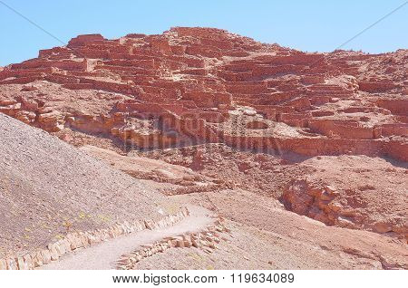 Pre-cloumbian Ruins At Hot Day Time.