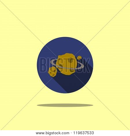 Space icon illustration asteroid flat