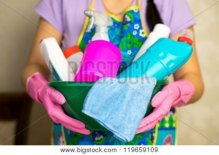Household chemicals. The means for cleaning the house