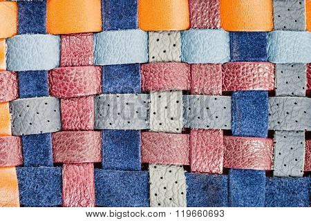 Background From Flat Braided Leather Strips