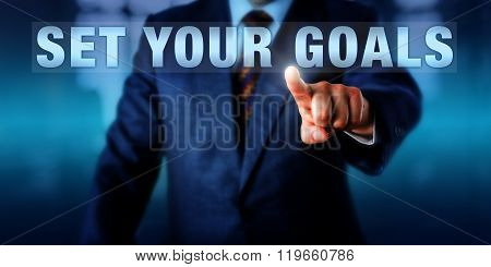 Business Coach Touching Set Your Goals