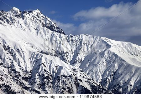 Snowy Sunlight Mountains At Nice Day