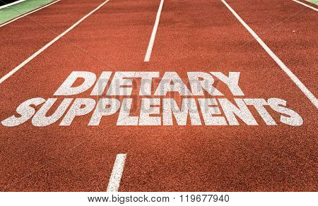 Dietary Supplements written on running track
