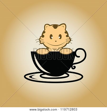 Animal coffee cartoon cute logo cup drink vector