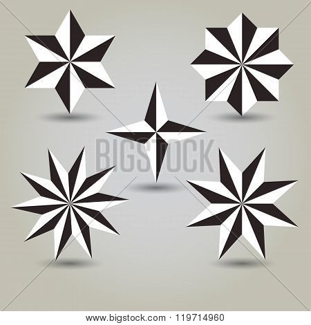 Black vector star set.