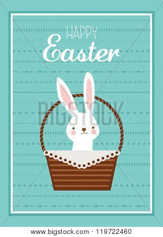 Easter bunny with Easter basket full of Easter eggs