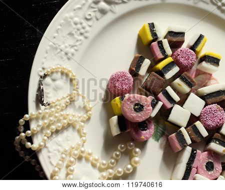 Licorice Candy on a Plate