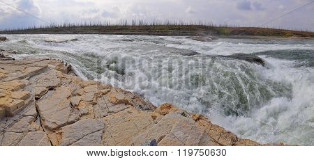 Rocky Rapids On A Northern River.