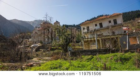 Sliding Village Ropoto After A Landslide In Greece