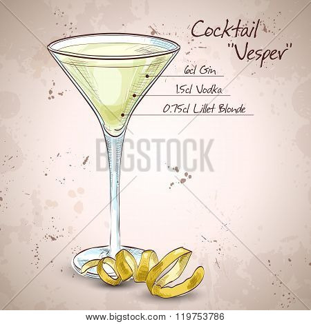 Cocktail Vesper mixed drink