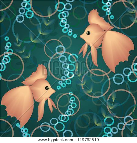 Seamless Fish With Water Bubbles