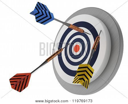 looser,  not lucky target three arrows, marketing hit try, white background 3D illustration, without success
