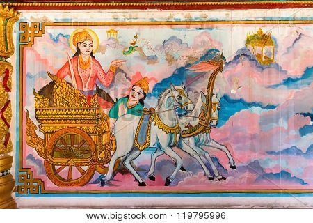 Ornate Religious Tapestry Inside Li Thi Miew Shrine