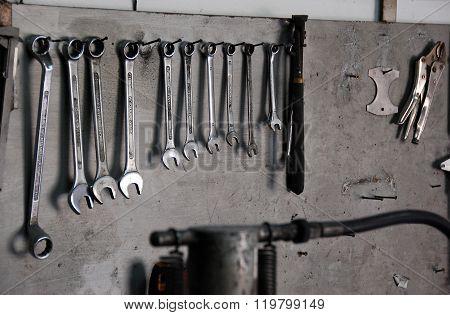 Tools On Wooden Board
