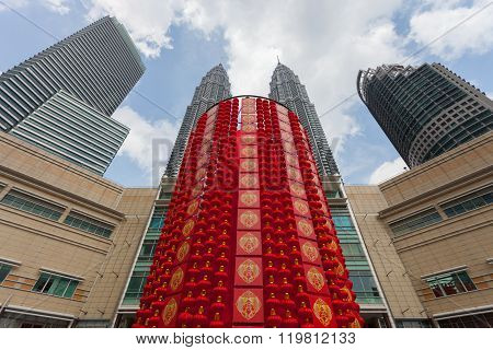 Giant Red Lantern at the Petronas Twin Towers
