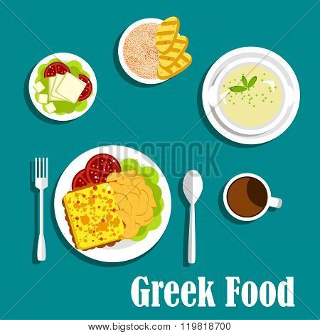 Greek dishes of mediterranean cuisine