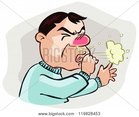 sneezing man