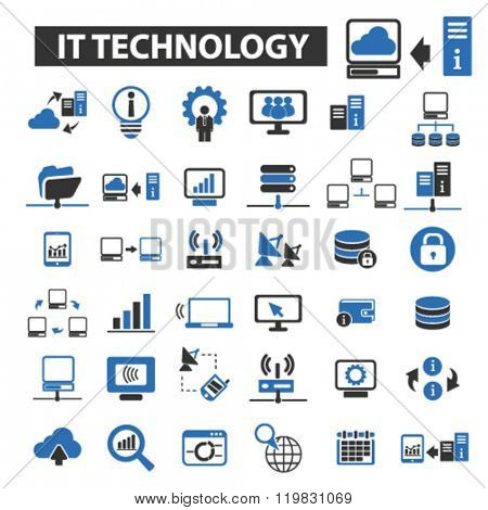 it technology icons, it technology logo, it technology vector, it technology flat illustration concept, it technology infographics, it technology symbols, 
