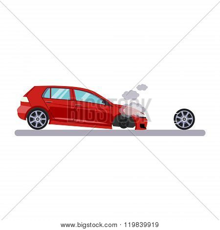 Car and Transportation Issue with a Wheel. Vector Illustration