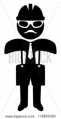 Hipster Engineer Pictograph. Isolated On White