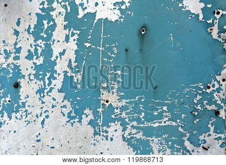 Blue Rusty Metal Wall Texture.
