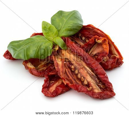 Dried tomatoes isolated on white background cutout