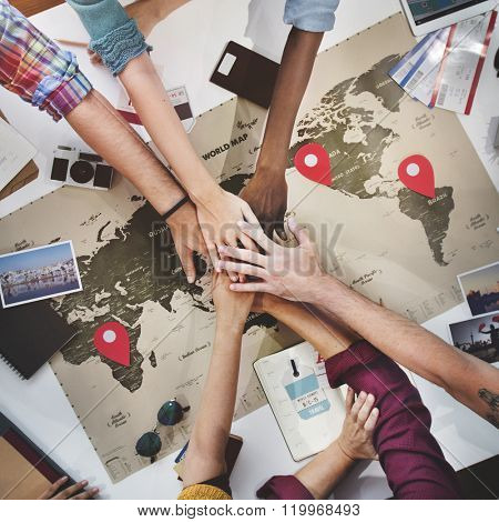 Teamwork Support Travel Jouney Planning Concept