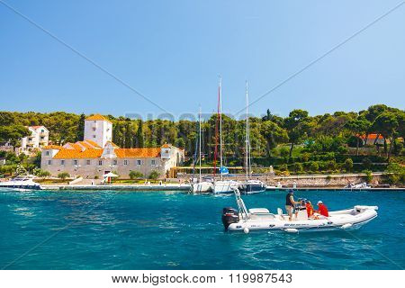 Marina In Small Village Maslinica In Solta Island.
