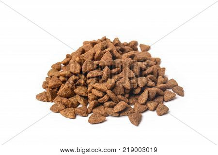 Cat food isolated on white background close-up