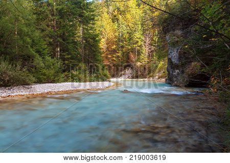 Mountain stream in the Lepena valley in Slovenia