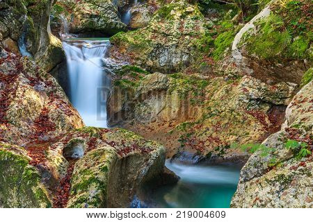 Mountain stream in the Lepena valley in Slovenia