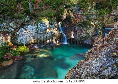 Mountain stream in the Lepena valley in Slovenia