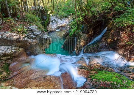 Mountain stream in the Lepena valley in Slovenia