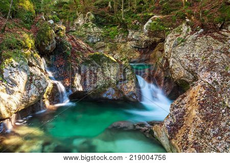 Mountain stream in the Lepena valley in Slovenia