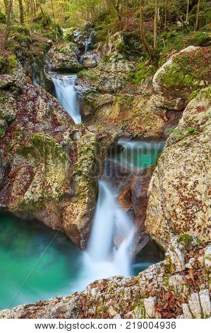 Mountain stream in the Lepena valley in Slovenia