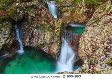 Mountain stream in the Lepena valley in Slovenia