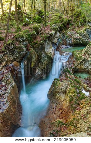 Mountain stream in the Lepena valley in Slovenia