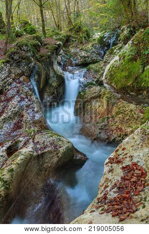 Mountain stream in the Lepena valley in Slovenia