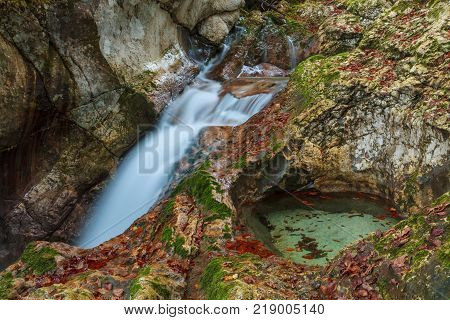 Mountain stream in the Lepena valley in Slovenia