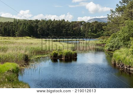 small lake and landscape of the Glenveagh National Park, Ireland