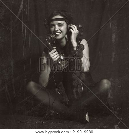 1920S Style Woman Drinks From The Cup