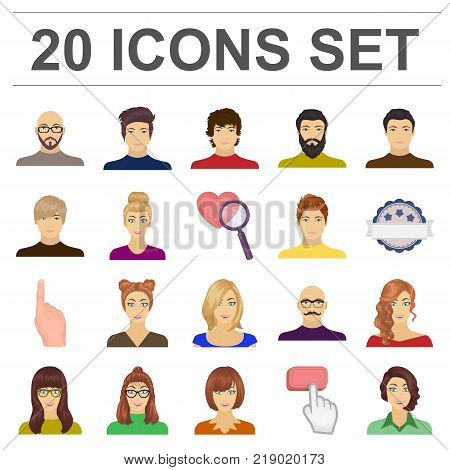 Avatar and face cartoon icons in set collection for design. A person's appearance vector symbol stock  illustration.