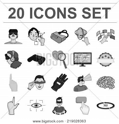 A virtual reality monochrome icons in set collection for design. Modern technology and equipment vector symbol stock  illustration.